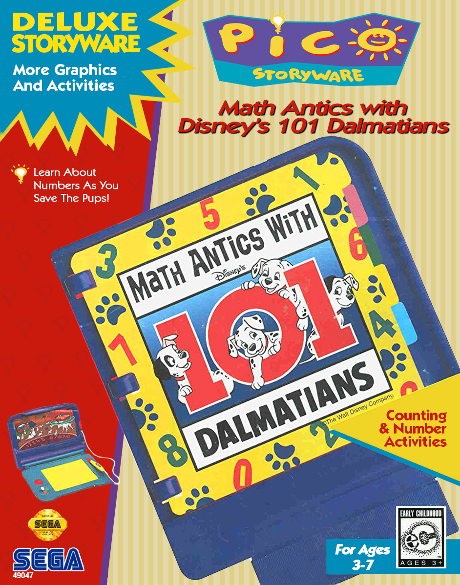 Math Antics with Disney's 101 Dalmatians box art for Sega Pico